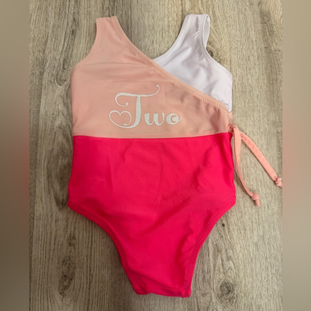Two-Tone Pink Number Two Kids Swimsuit